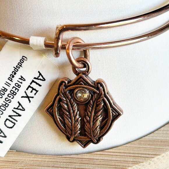 Alex And Ani Godspeed Charm Bracelet Rose Gold Tone w Swarovski Crystal NWT - Picture 2 of 9